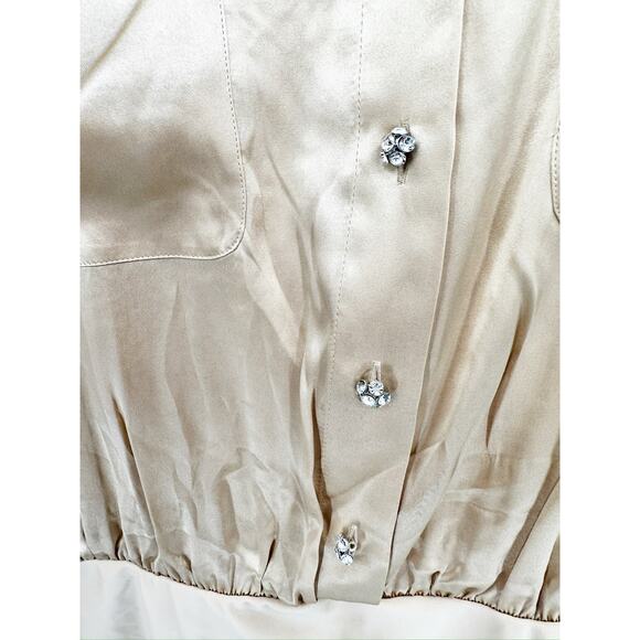 CAMI NYC Belkis Silk Charmeuse Shirt Bodysuit XL Beige Nude - Picture 6 of 7